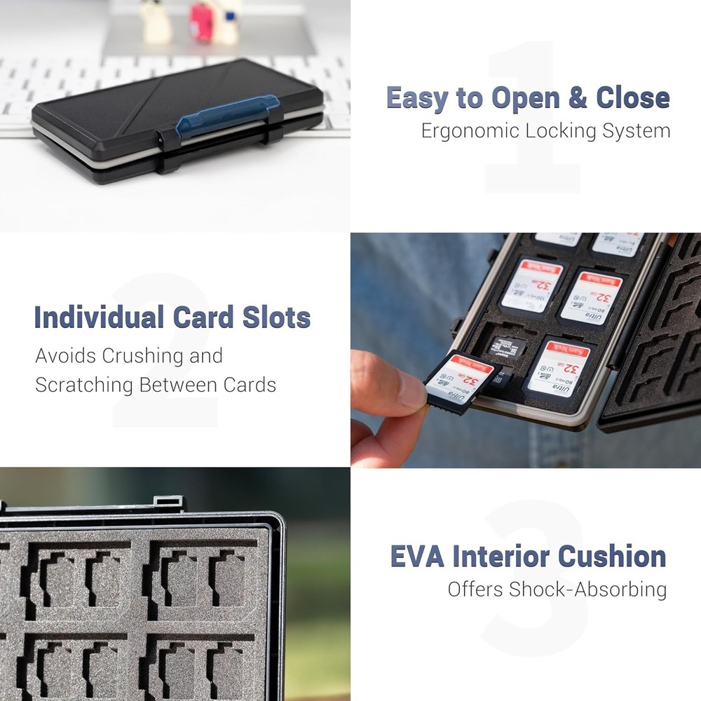 Memory Card Case Water Resistant Anti Shock Wallet