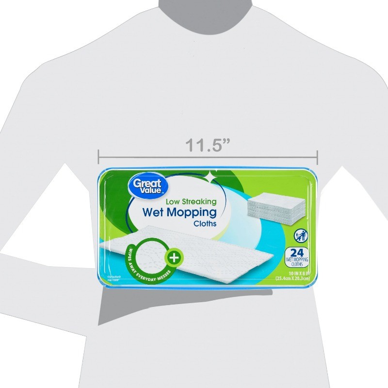 Great Value Low Streaking Wet Mopping Cloths, 24 Count
