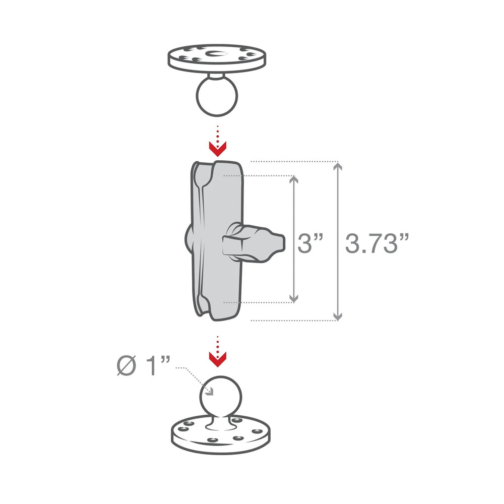 Genuine Ram Double Socket Arm B Size Medium RAM-B-201U