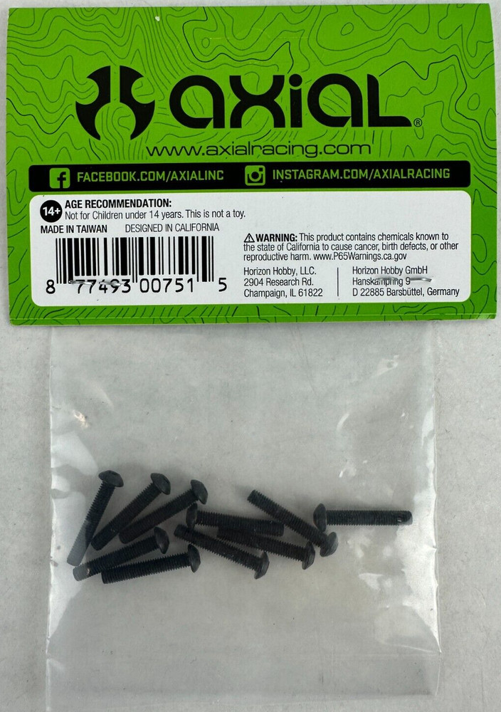 Axial AXA118 M3x18mm Hex Socket Button Head (Black) (10 Pieces) New