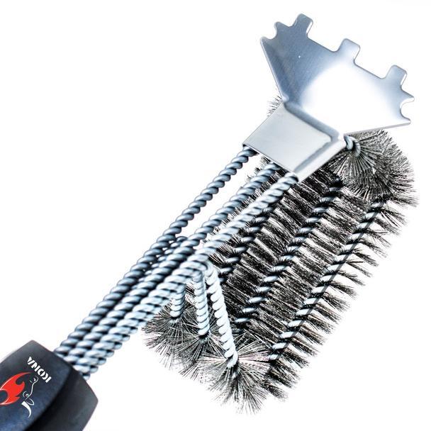 Kona Speed/Scrape Grill Brush & Scraper with Flex Grip Handle - Stainless Steel