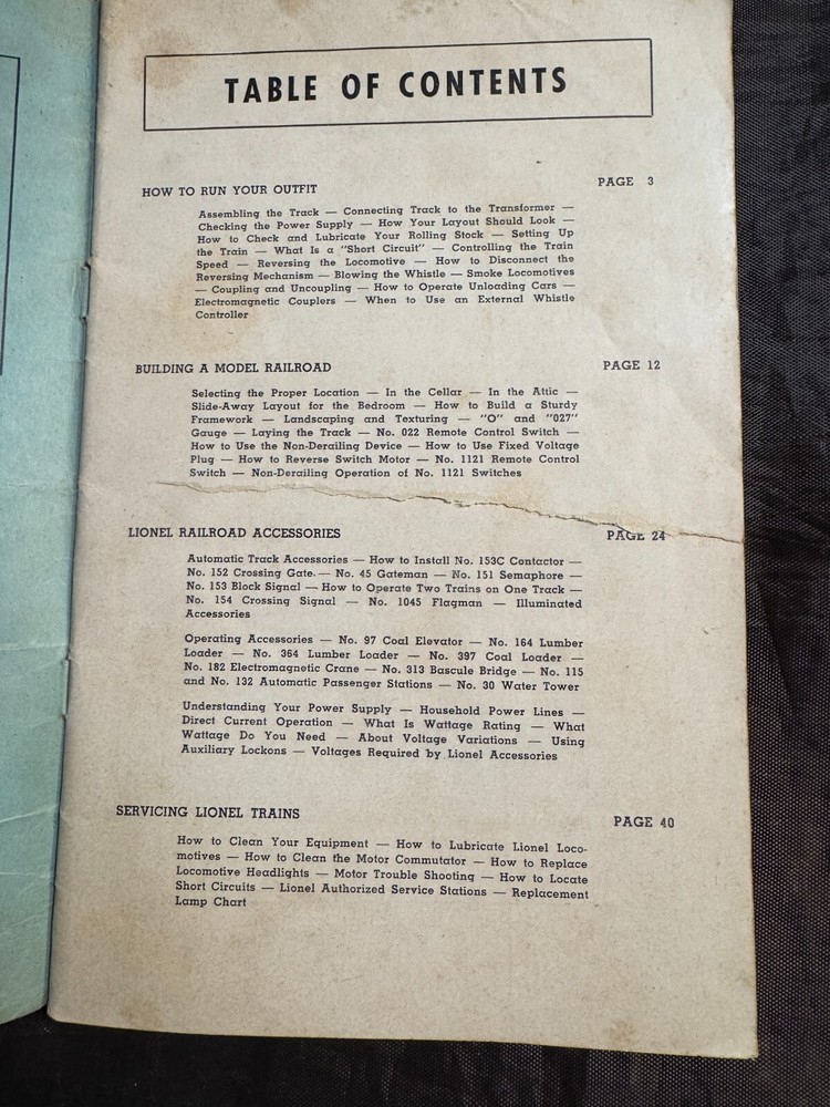 INSTRUCTIONS FOR ASSEMBLING AND OPERATING LIONEL TRAINS 1949