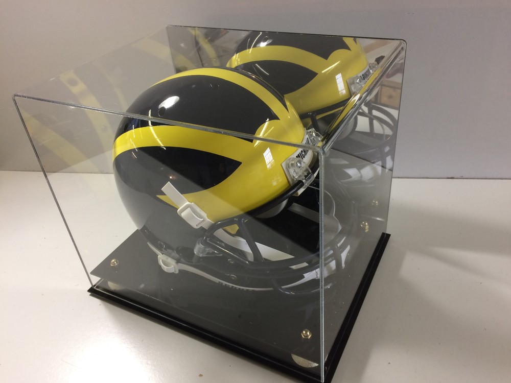 LA Rams football Helmet Case. MIRROR BACK gold corner riser base UV