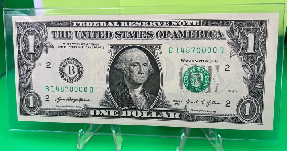 ROLLOVER PAIR /WET INK TRANSFER ERROR “UNC”Fancy Serial Numbers Two $1 BILLS