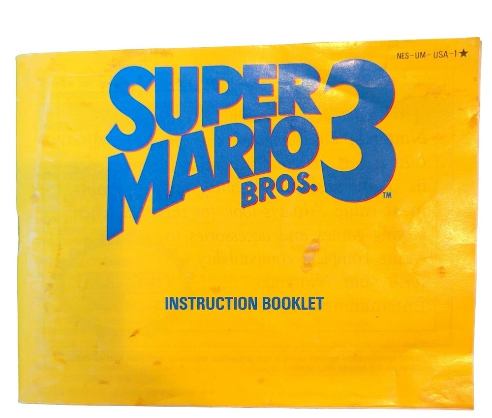 Super Mario Bros 3 Nintendo includes Instruction booklet + case Untested ga153