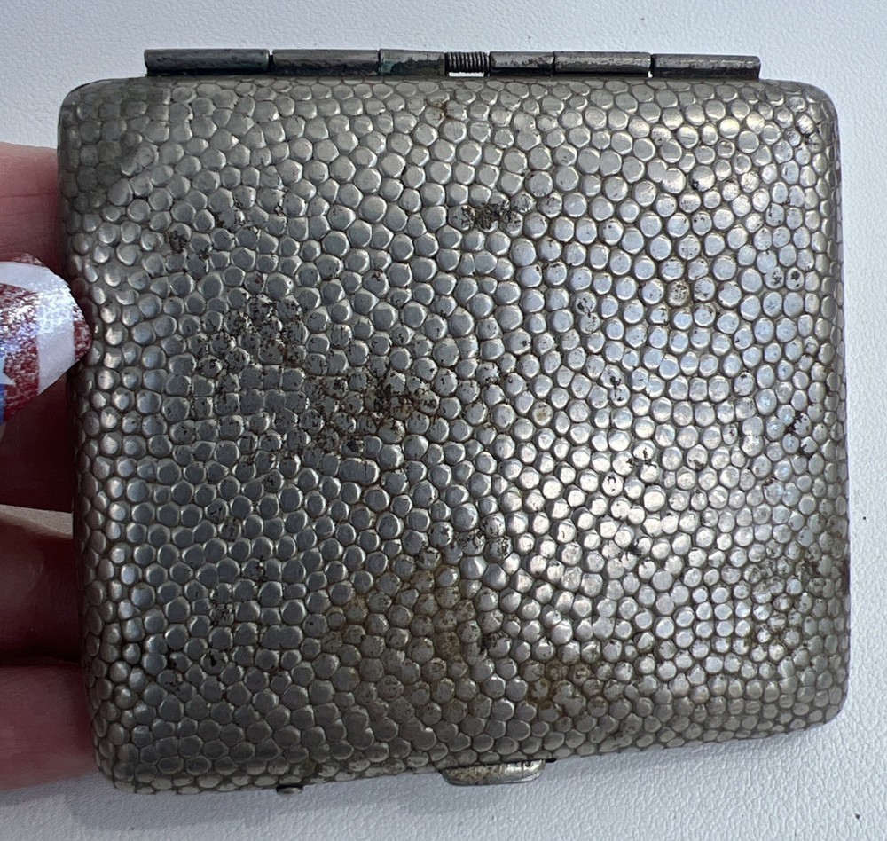 Vintage German silver plated Shagreen textured cigarette case