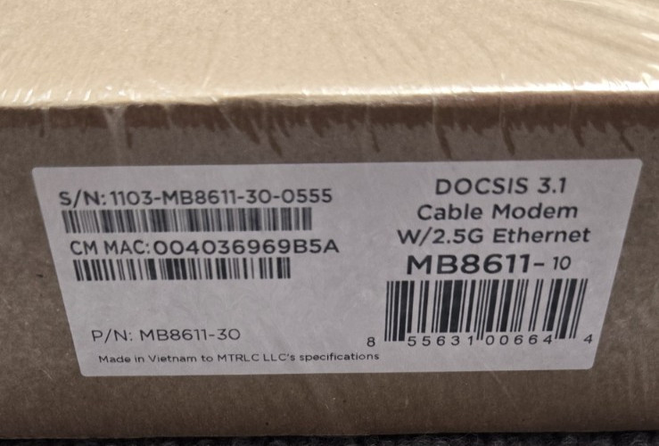 Motorola MB8611 DOCSIS 3.1 Modem Refurbished