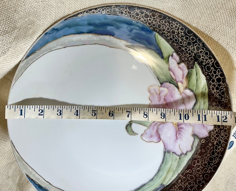 Purple Iris luster serving platter chop plate