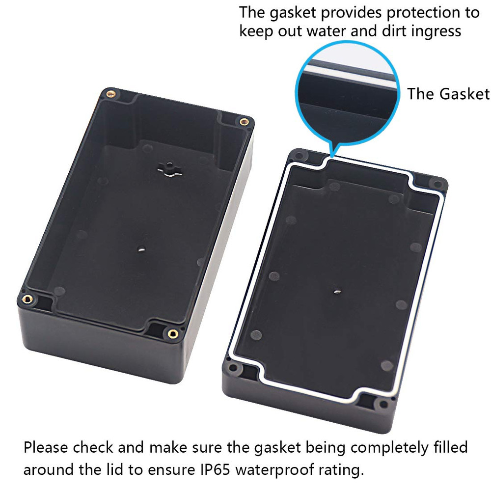 Zulkit Waterproof Plastic Project Box ABS IP65 Enclosure Black
