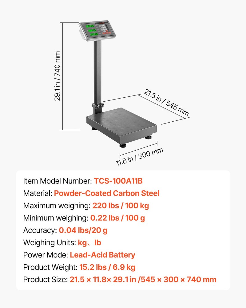 VEVOR Computing Digital Platform Scale 0.04 lbs Accuracy Electronic Floor Scale