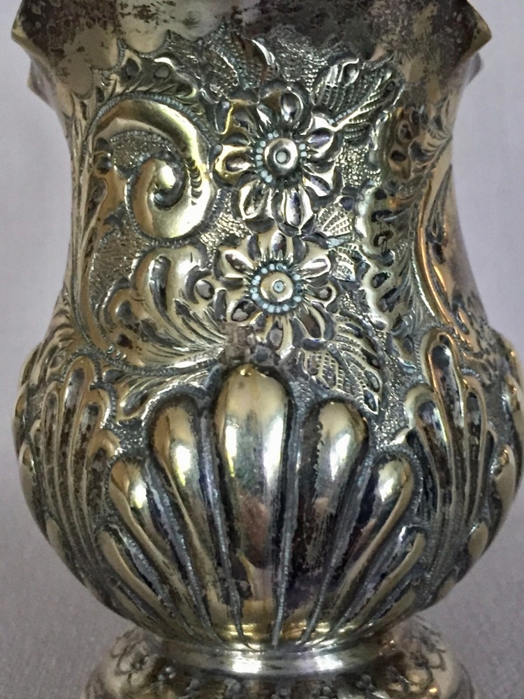 Antique Repousse Nickel Silver Cream Pitcher