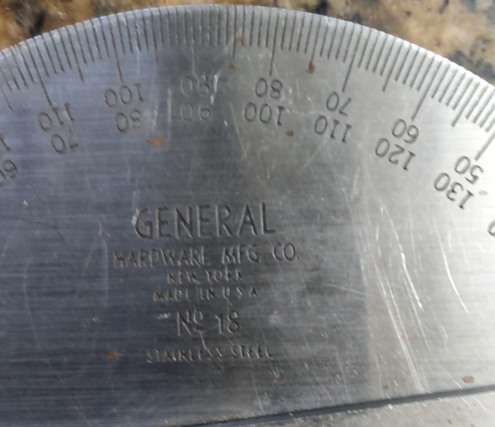 🗽GENERAL STAINLESS STEEL NO 18 PROTRACTOR