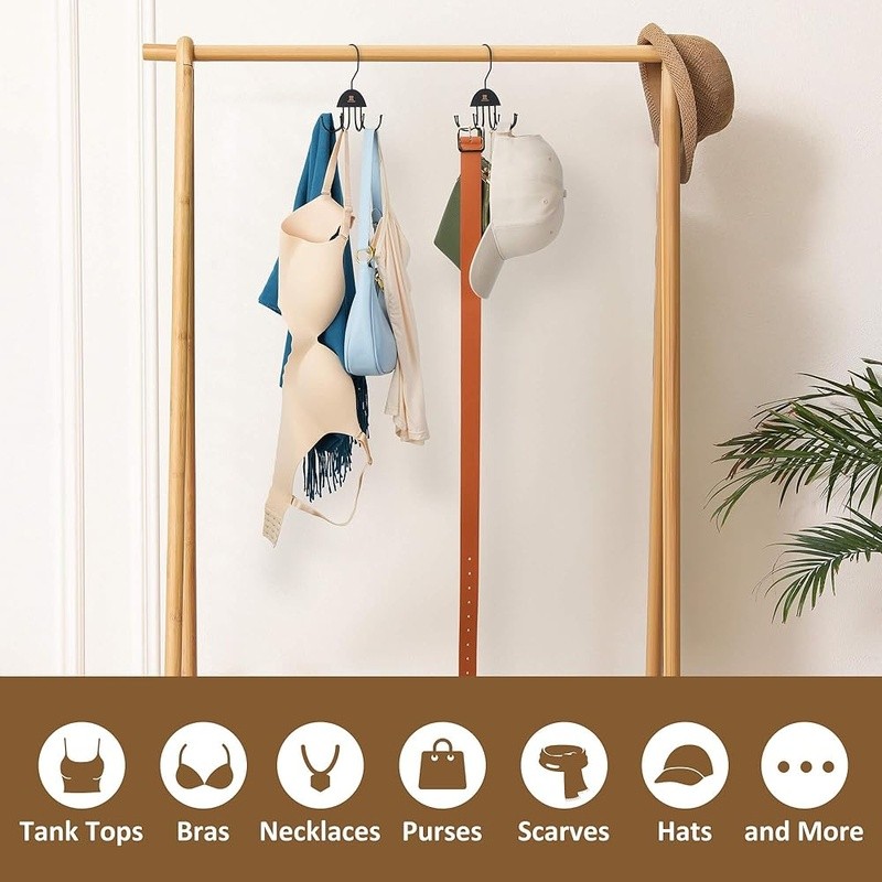 Tank Top Bra Hanger Set Space Saving 48 Capacity Rotating Hooks Storage Solution