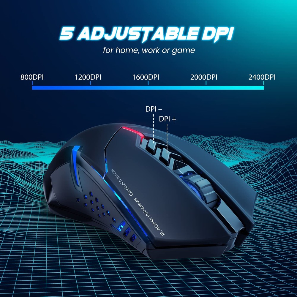 T-DAGGER Wireless Gaming Mouse- USB Cordless PC Accessories Computer Mice wit...