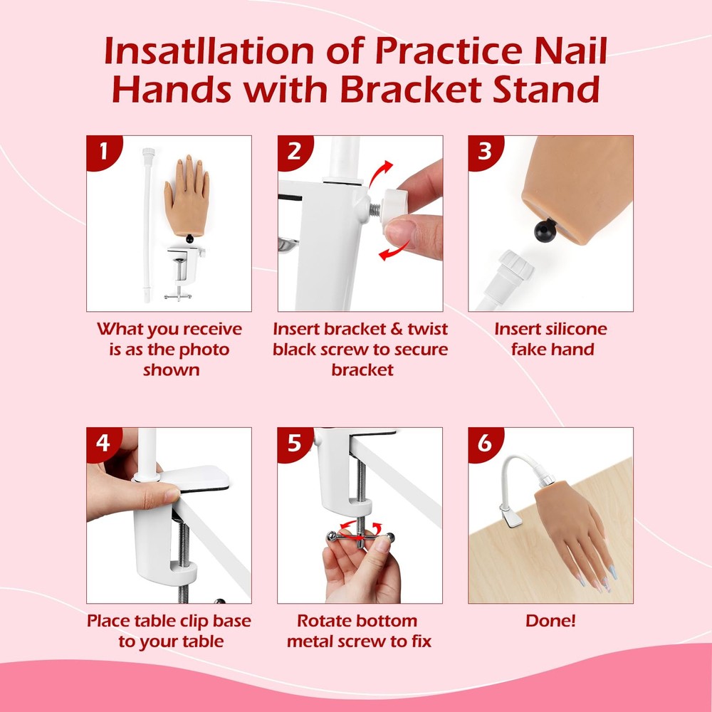 Acrylic Nail Practice Hand - Flexible Silicone Mannequin for Beginners Training