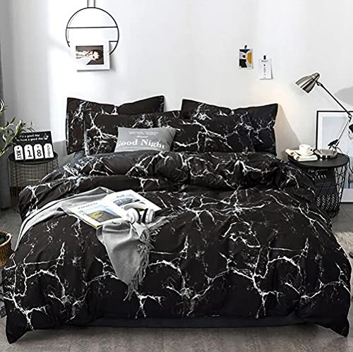 Bedding Set - Full 3 Pcs Comforter Set - Includes Full(80''*90'') Black Marble
