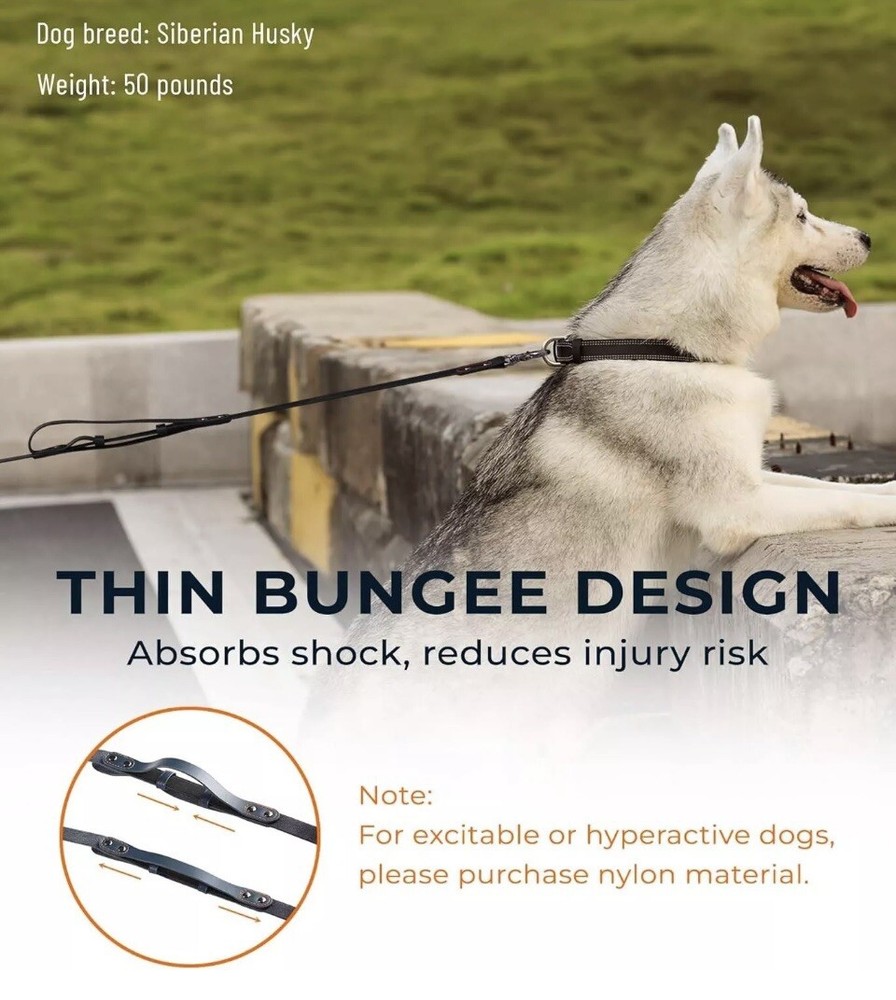 Culacos Dog Leash - Leather Training Double Handle and Bungee Design