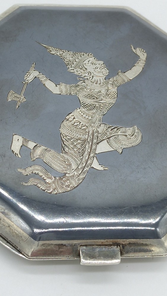 Vintage 1940's Siam Niello Sterling Compact