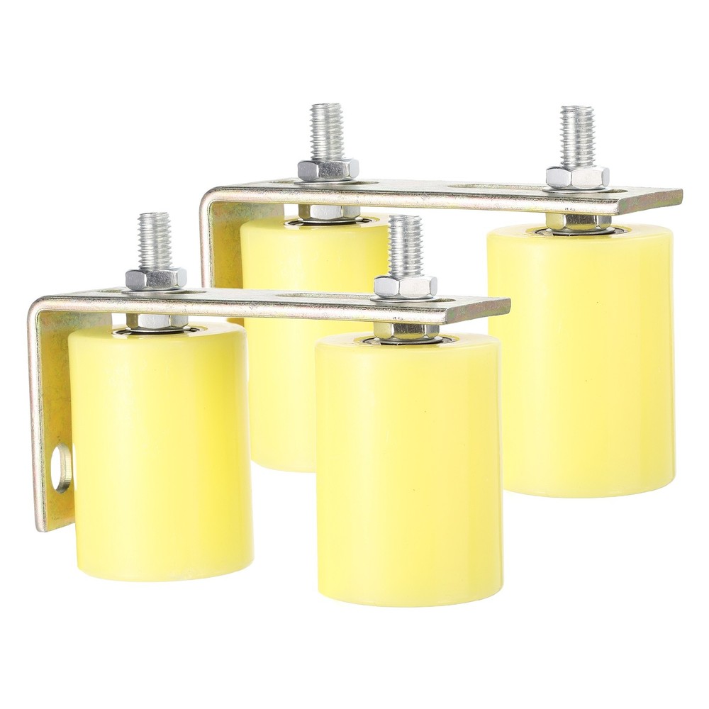 2Set Slide Gate Guide Roller, 2-3/8"x3-1/8" Nylon Gate Support & Bracket, Yellow