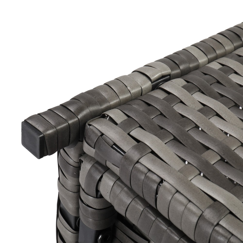 SHIP FROM USA,Gray Gradient Footstool Locker Rattan Locker