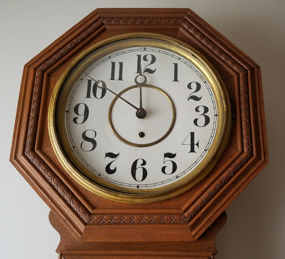Antique Gilbert " Admiral" Regulator Wall Clock 8-Day Timepiece, Key-wind