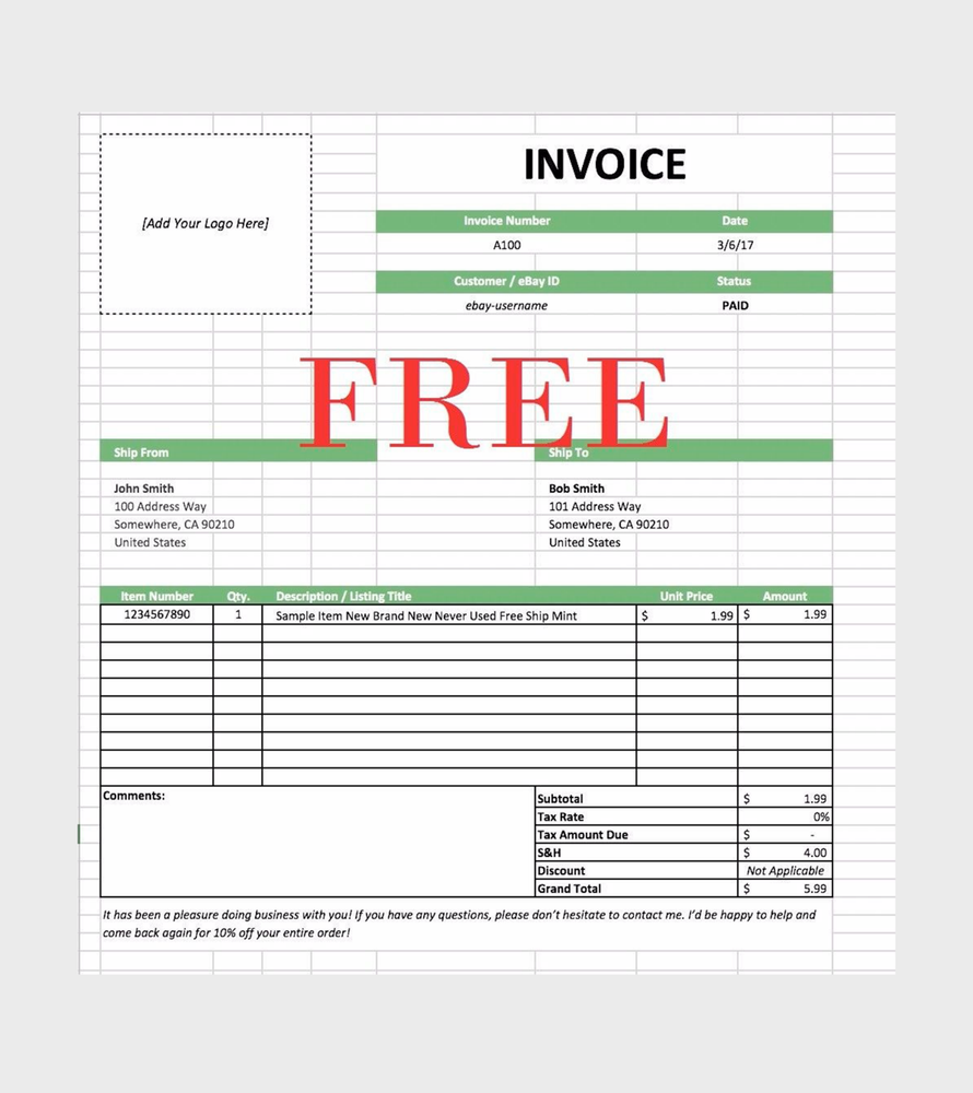 Standard 50X Multiple Item eBay & PayPal Fee Calculator Microsoft Excel + FREE
