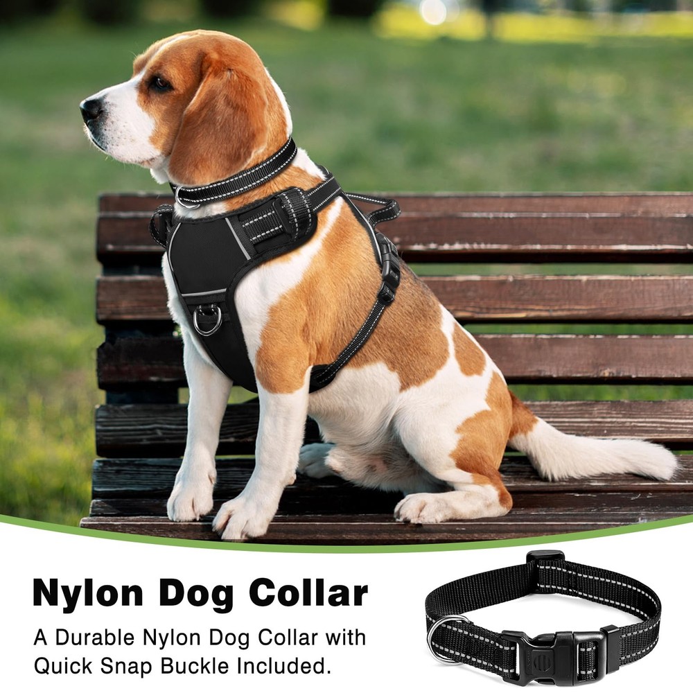 Dog Harness No Pull, Pet Harnesses with Dog Collar, Adjustable Reflective Oxf...