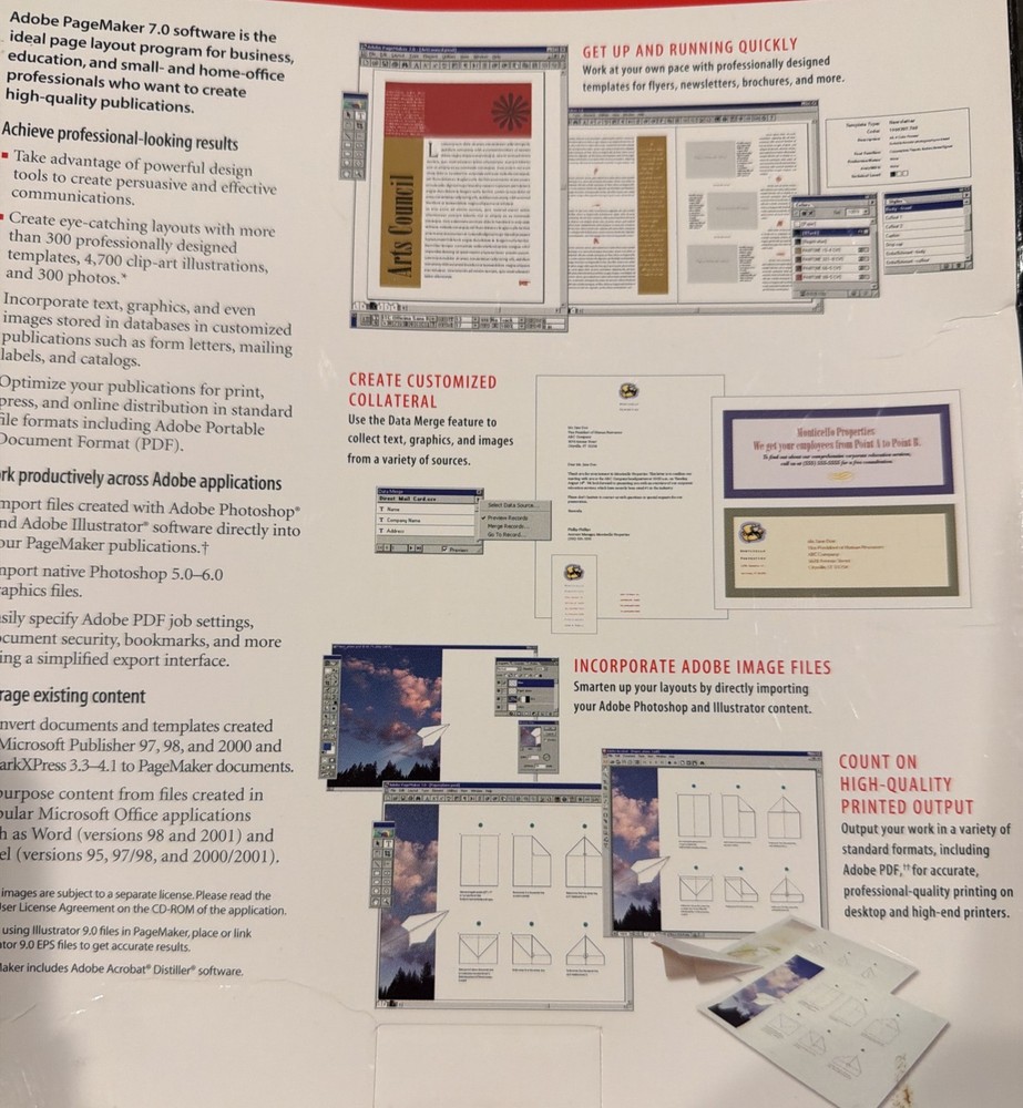 Adobe PageMaker 7.0 for Windows 2 Disc Set with Serial Numbers; Original Box