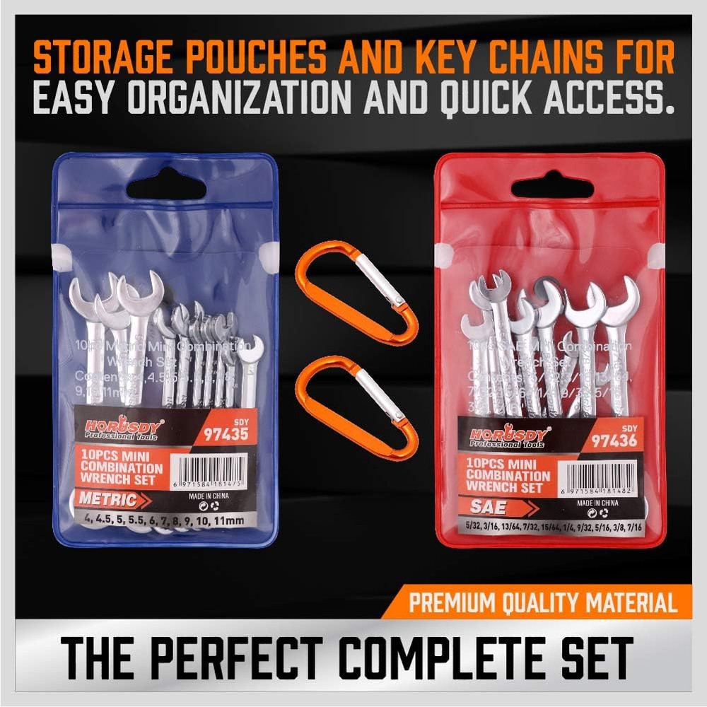 20-Piece Mini Set, Small Set, Metric and SAE Mini Combination Sets