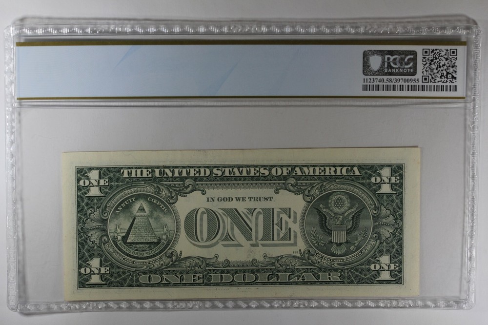 2001 $1 PCGS AU58PPQ PARTIAL OFFSET PRINTING ERROR - CONSEC.SERIAL #'S (2)