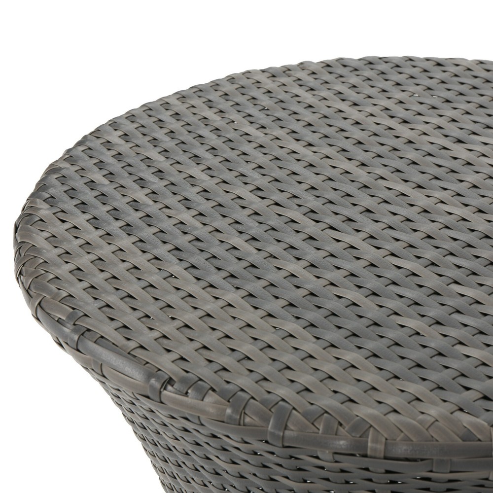 Outdoor Wicker Hourglass Side Table, Gray