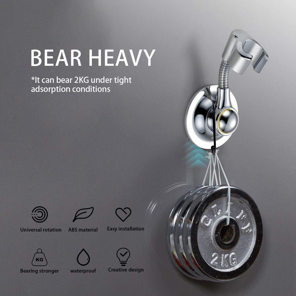 Bafeel Shower Head Holder Suction Cup Handheld Bracket Chrome Silver