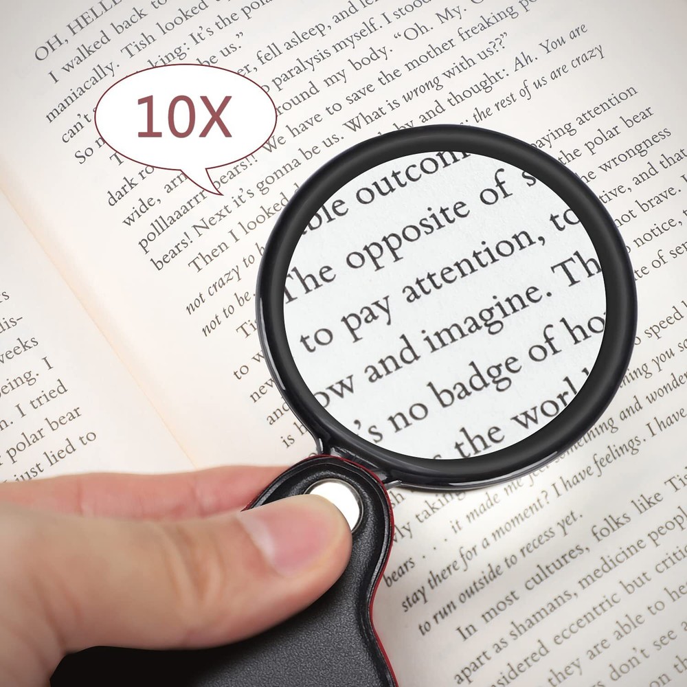 6 Pack 10X Foldable Magnifying Glass with Rotating Protective Cover for Reading