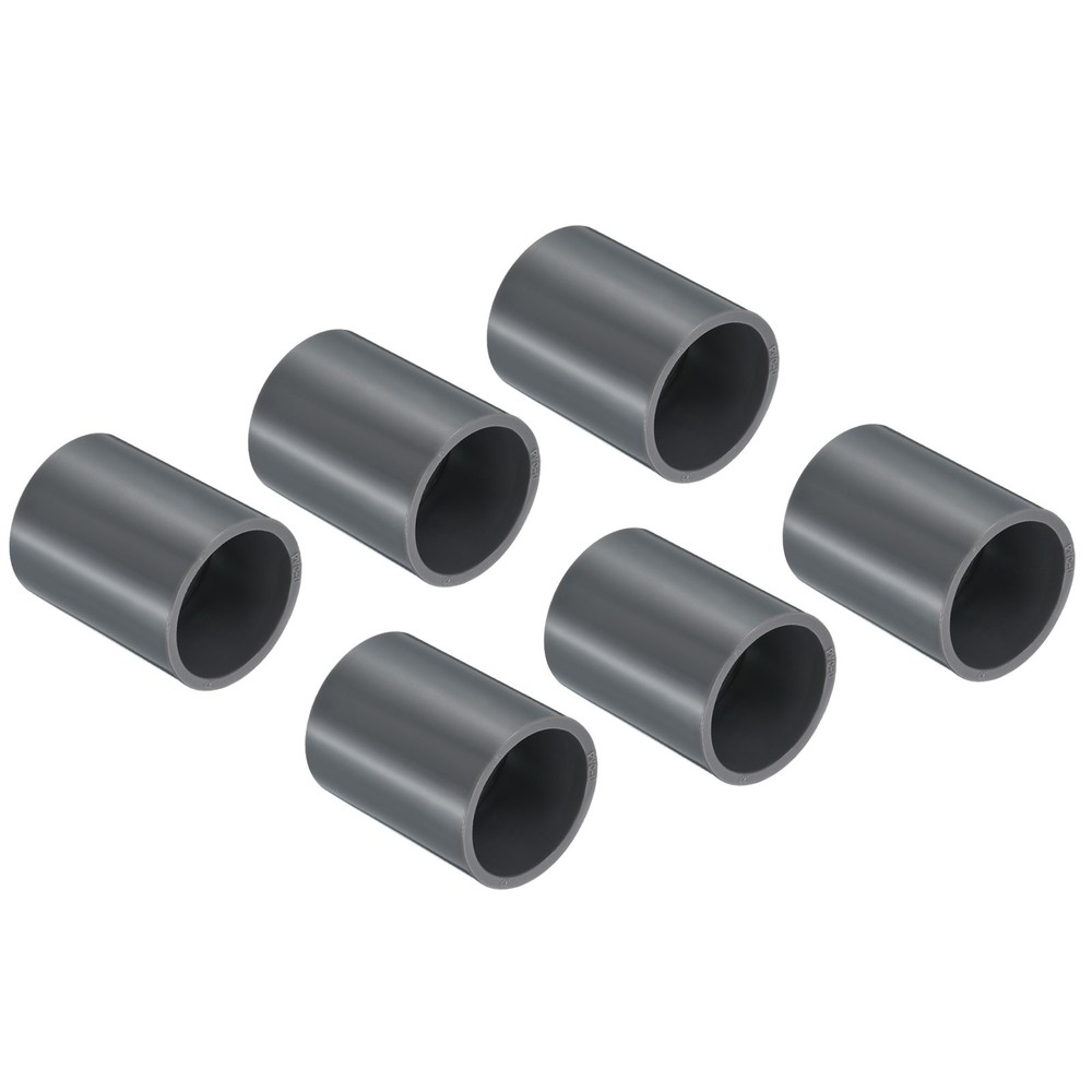 UPVC Pipe Fitting 1.26" Socket, 6pcs Straight Joint Adapter Connector, Grey
