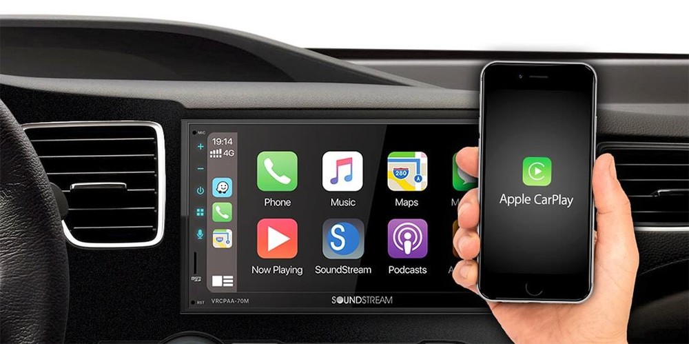 Soundstream 2 Double Din Android Auto CarPlay Bluetooth Car Player VRCPAA-70M