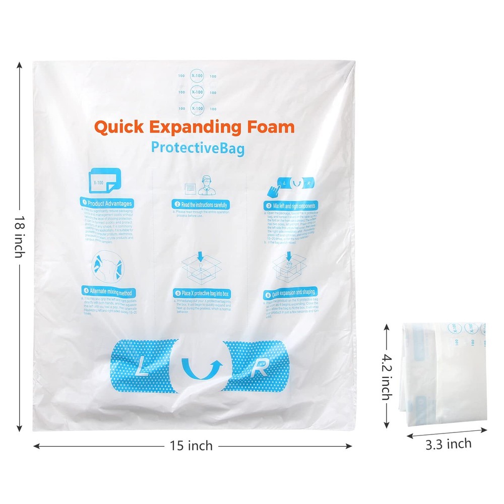 15”x 18” 4 PCS Instant Pack Quick Expanding Foam X-100 Packaging Bag for Pack...