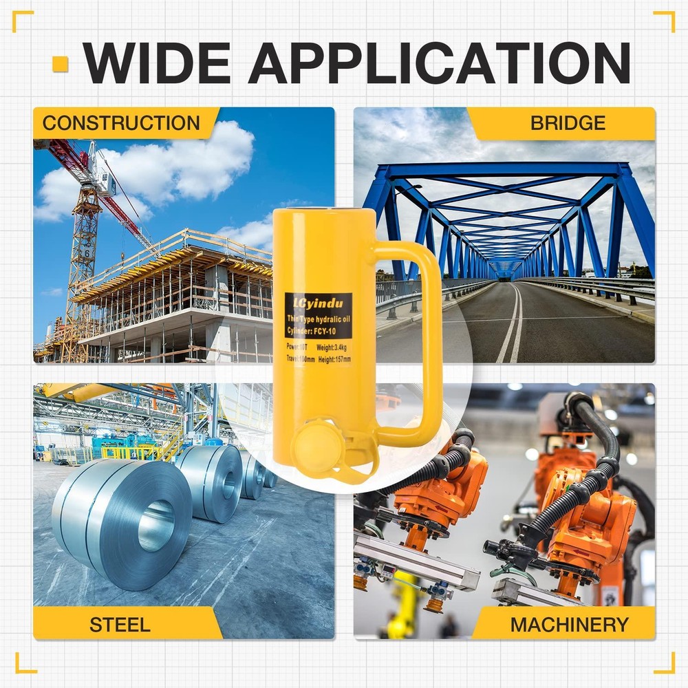 10T Hydraulic Cylinder Jack Ram 4" Stroke Solid Single Acting Lifting Jack