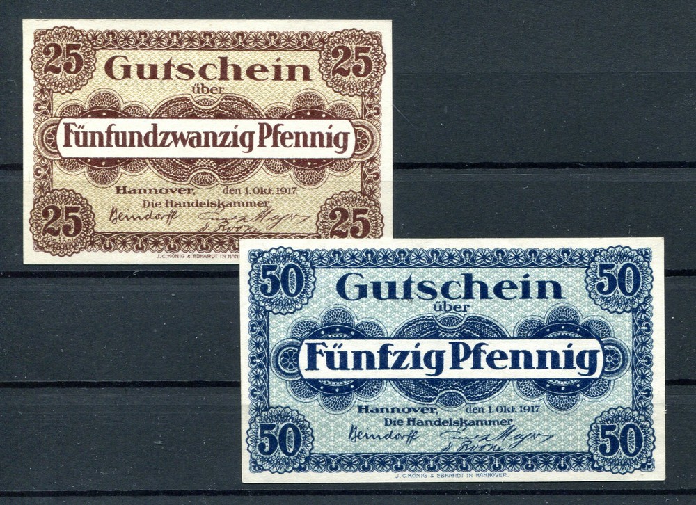 Hanover 2 Bills Emergency Money 1.10.1917 2/7901