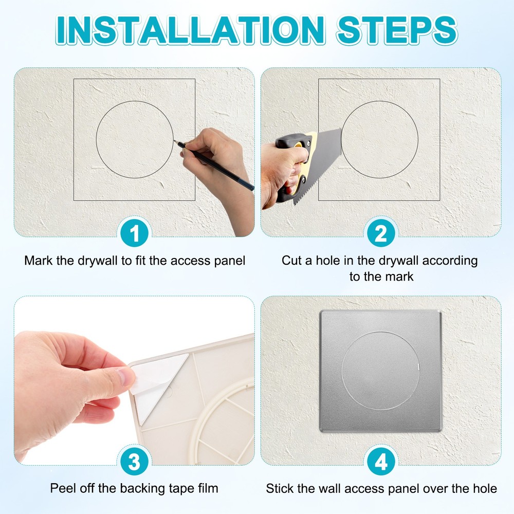 1-Pack Access Panel for Drywall, 4x4" Plastic Removable [Grey, Round]