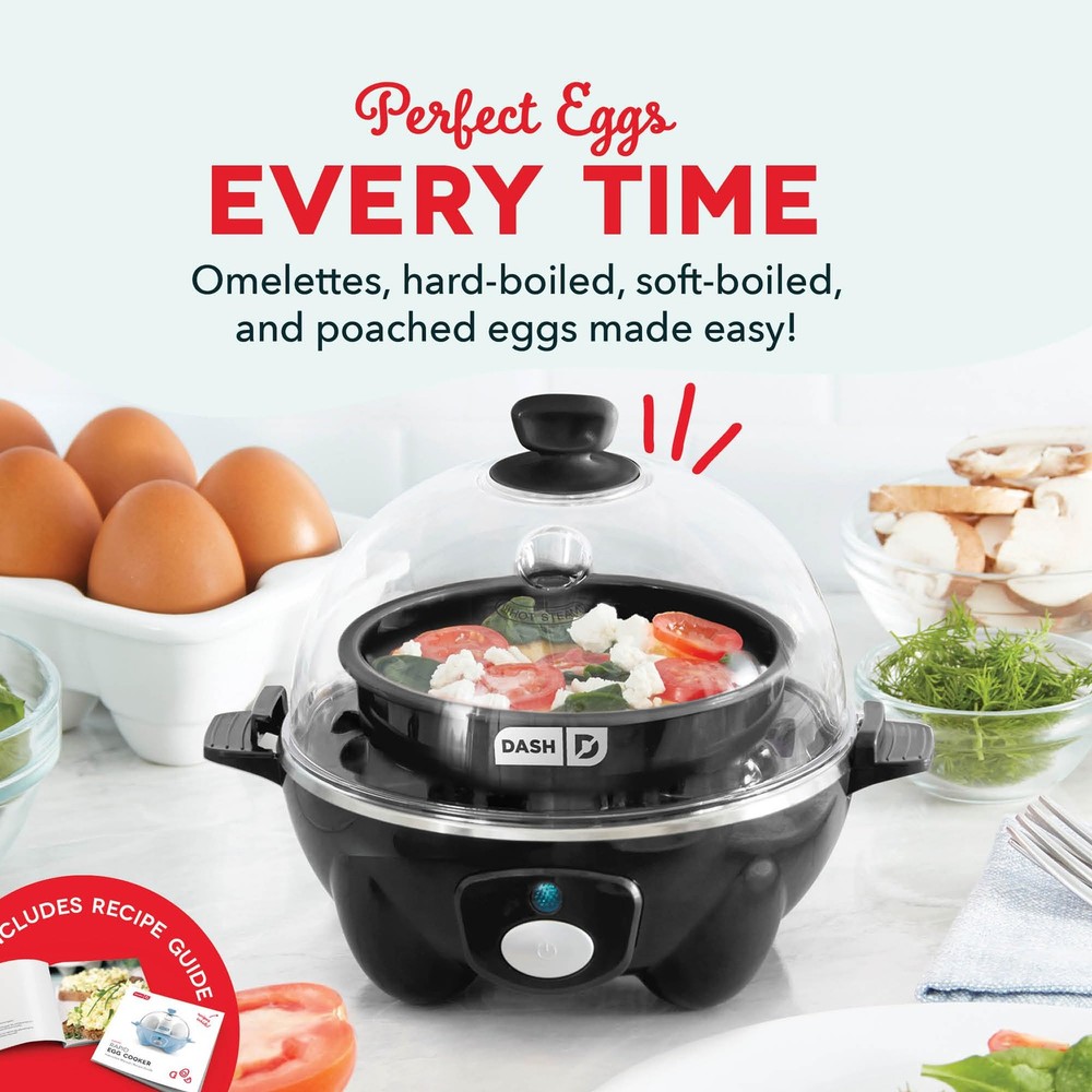 Dash Rapid Egg Cooker - Boiler, Poacher & Steamer - Includes 7 Eggs, Black