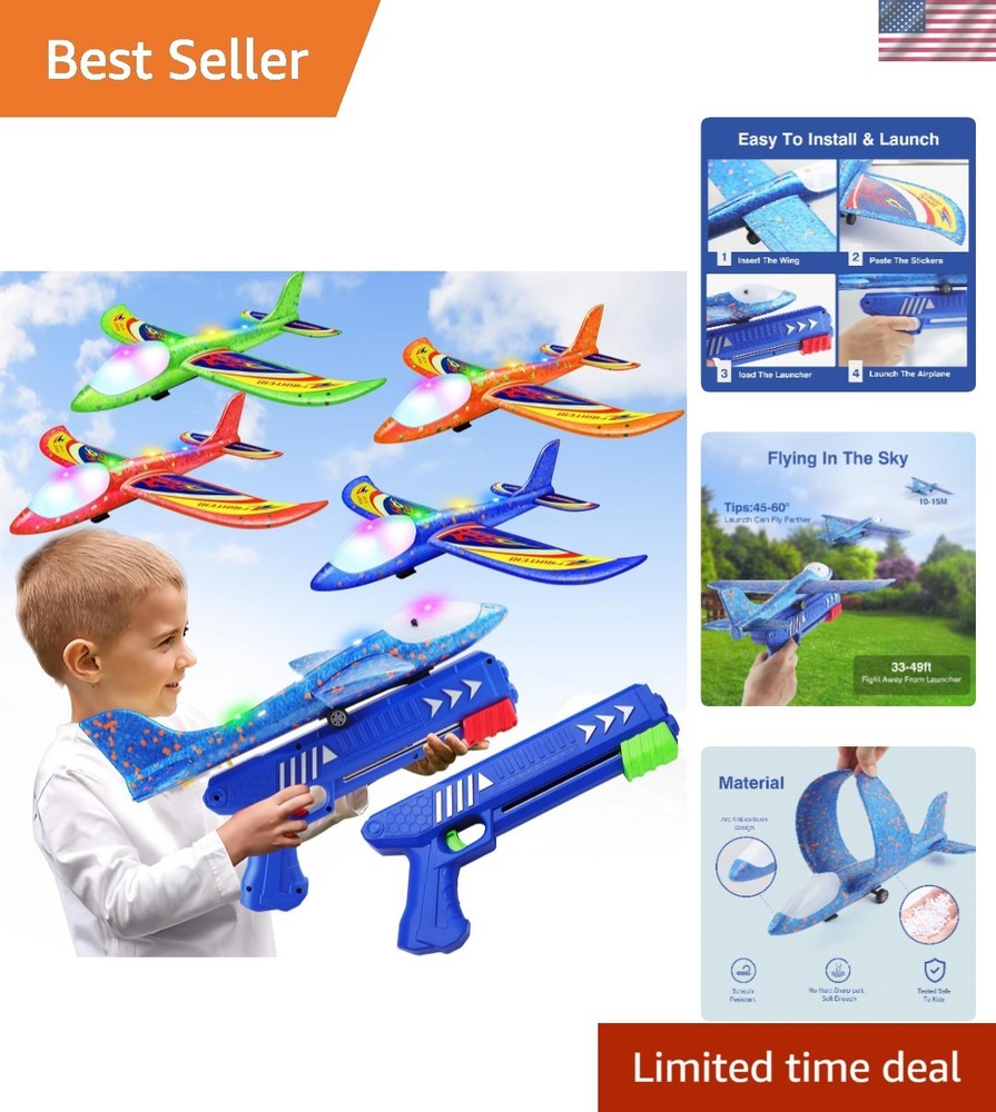 Ultimate 4 Pack Airplane Launchers with LED Features, Encouraging Active Play!