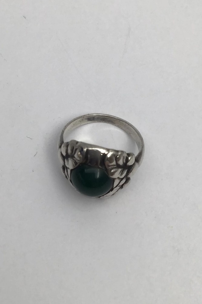 Georg Jensen Sterling Silver Ring No. 11B (Green Agate)