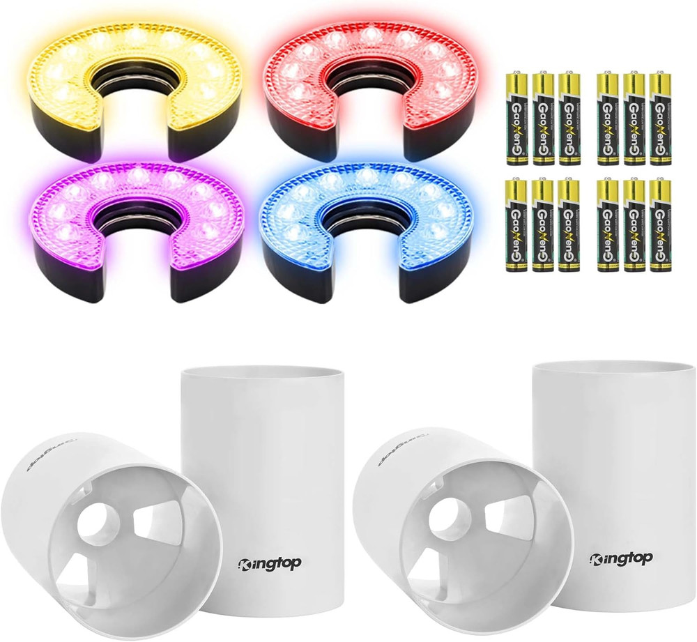 Illuminated Golf Hole Cup Set - 4 Holes, Foldable, Night Practice Fun
