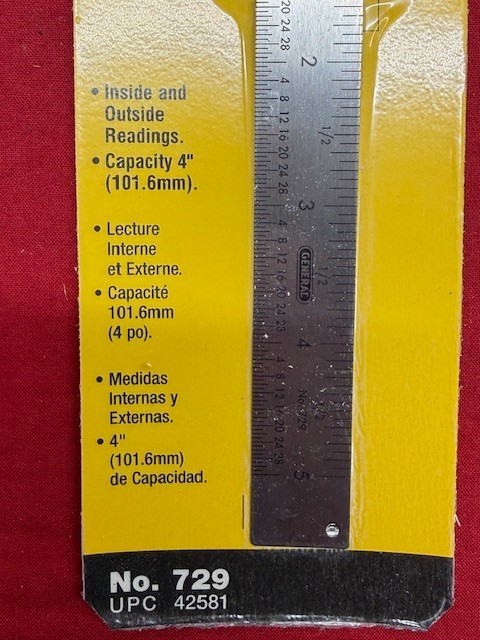 General Tools No. 729 Slide Caliper, 0-4" -New Tool, Old Inventory