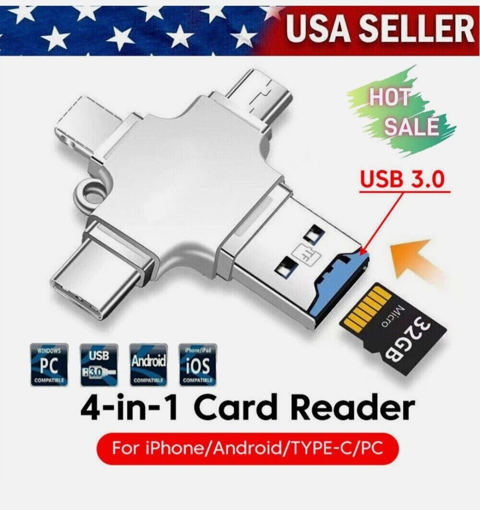 USB 3.0 TF/SD 256MB Card Adapter Flash Drive Type-C OTG iPhone&Android PC