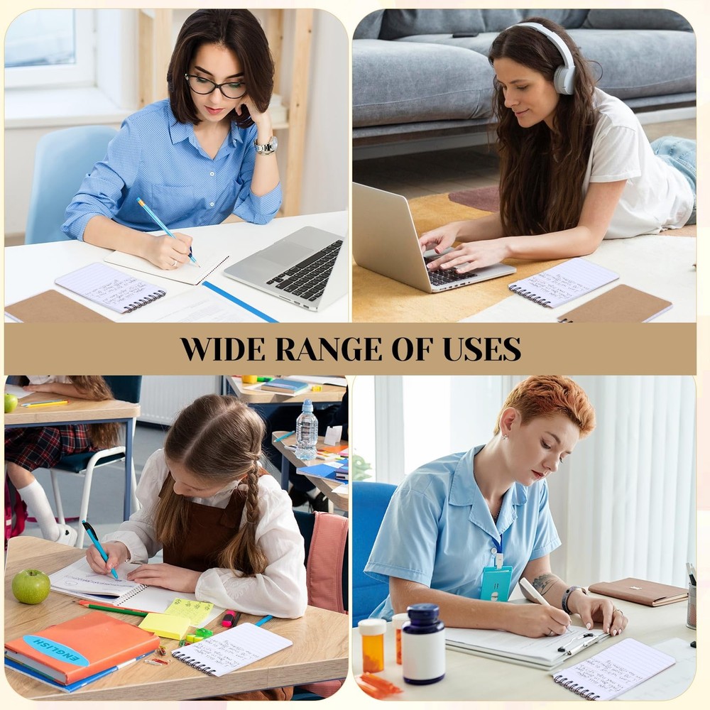 Thboxes 8 Pack Note Pads,Spiral Memo Pads with 60 Sheets/120 Lined Brown