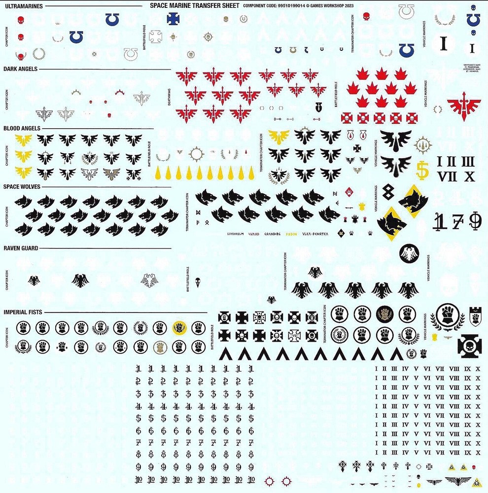Space Marine - Transfer Sheet/Decals - Warhammer 40K