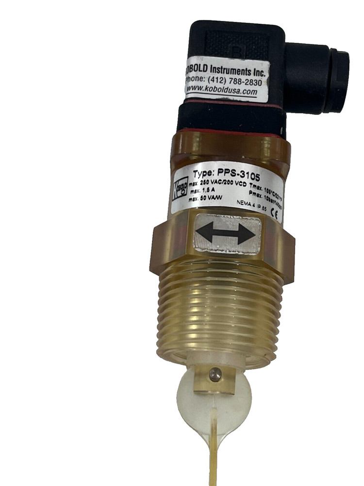 KOBOLD Instruments Type PPS-3105 Polysulfone bi-directional Paddle Flow Switch
