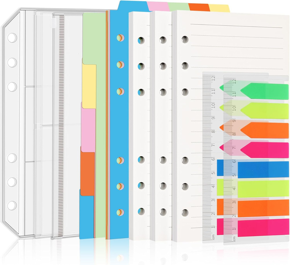 A6 Refill Paper Planner Inserts for A6 6 Ring Notebook Binder, 135 Sheets Lined