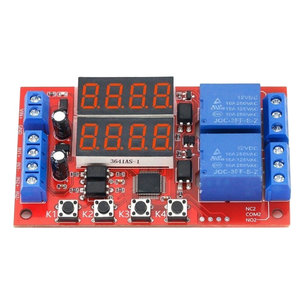 ADual Channel 12V 10A Delay Relay Module 32 Timer Modes Adjustable Controller